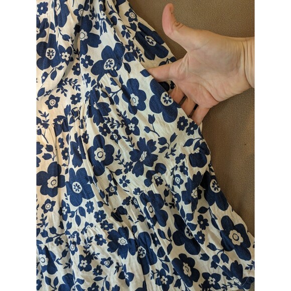 Lost + Wander Womens Floral Print Sun Dress Blue White Linen Blend Size XS - Picture 5 of 6